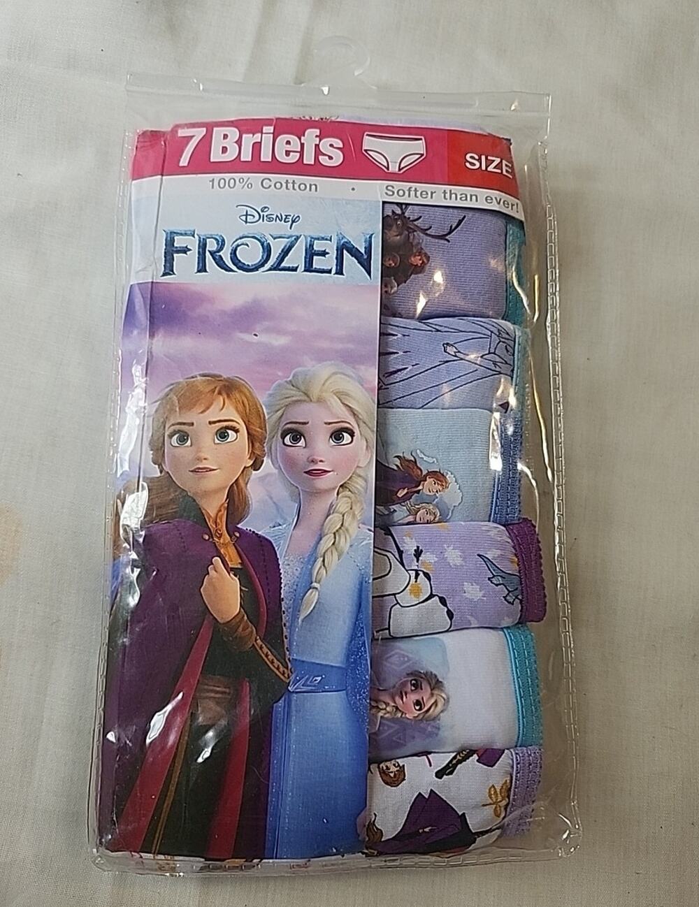Disney Frozen Girls 7 pack Briefs sz 4 Purple Blue Elsa Anna Olaf
